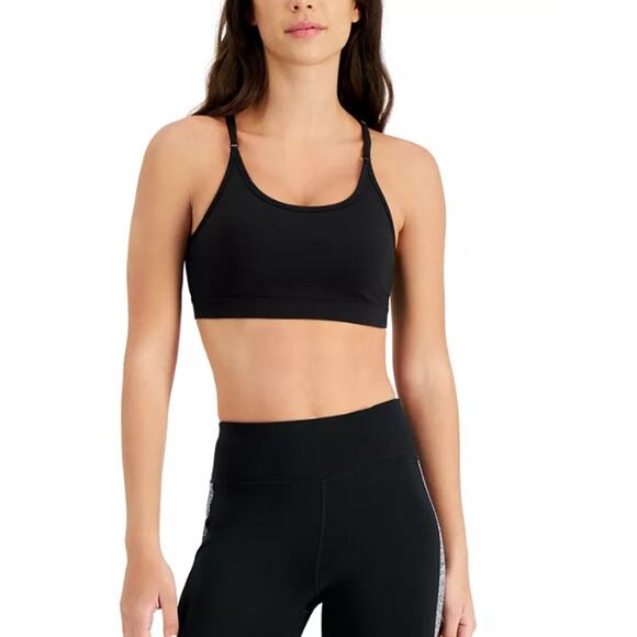 IDEOLOGY Women's Sports Bra Black Size 3X Solid Low-Impact Cross Straps NWT - Picture 1 of 8